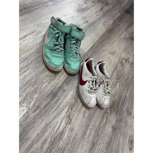 Nike Kids Shoe Bundle Mint Green‎ Court Borough Mid & Cortez White Red Size 5Y